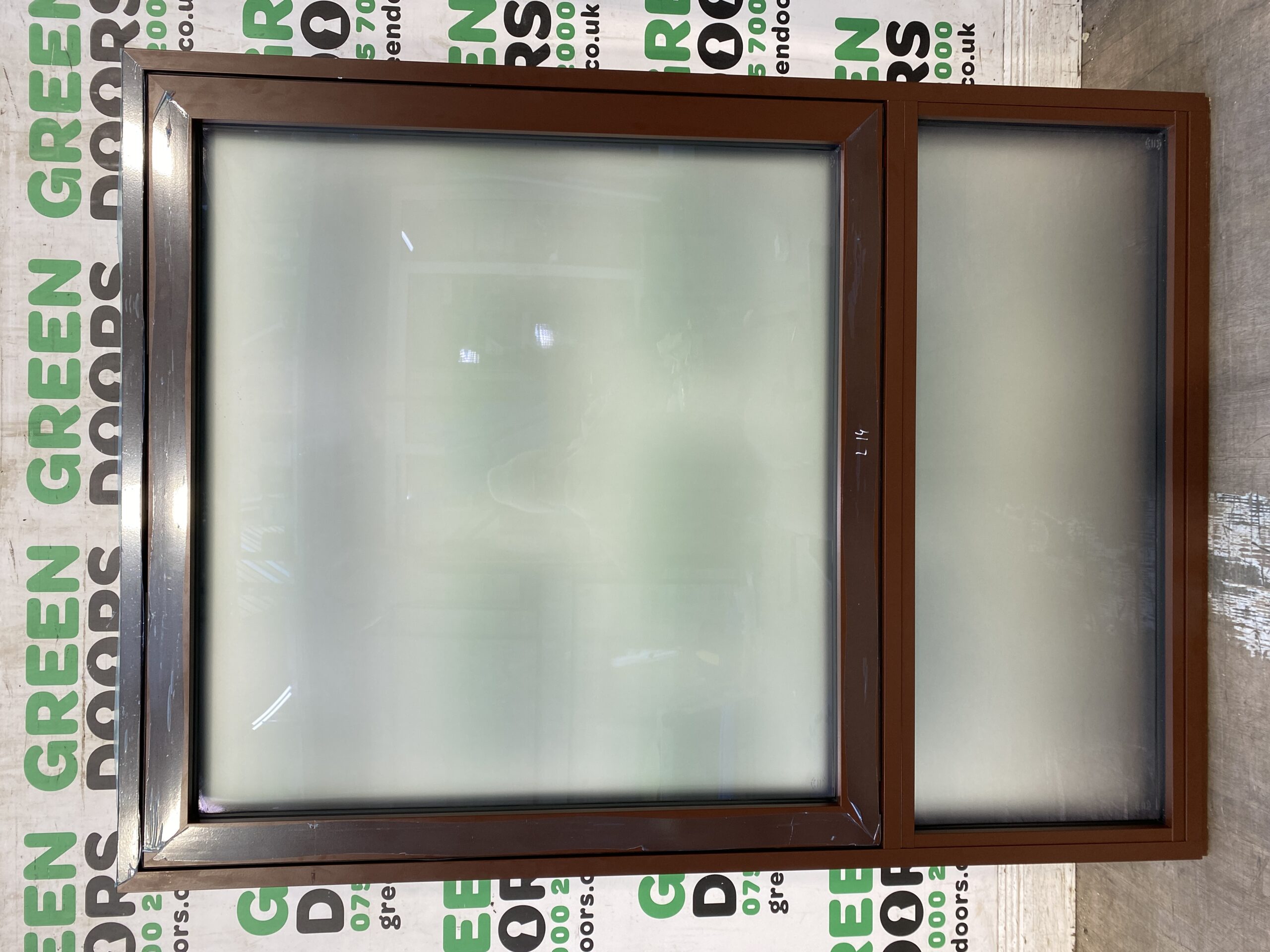 FROSTED BATHROOM CASEMENT WINDOW TOP HUNG BROWN ALUCLAD TRIPLE GLAZED BRAND NEW