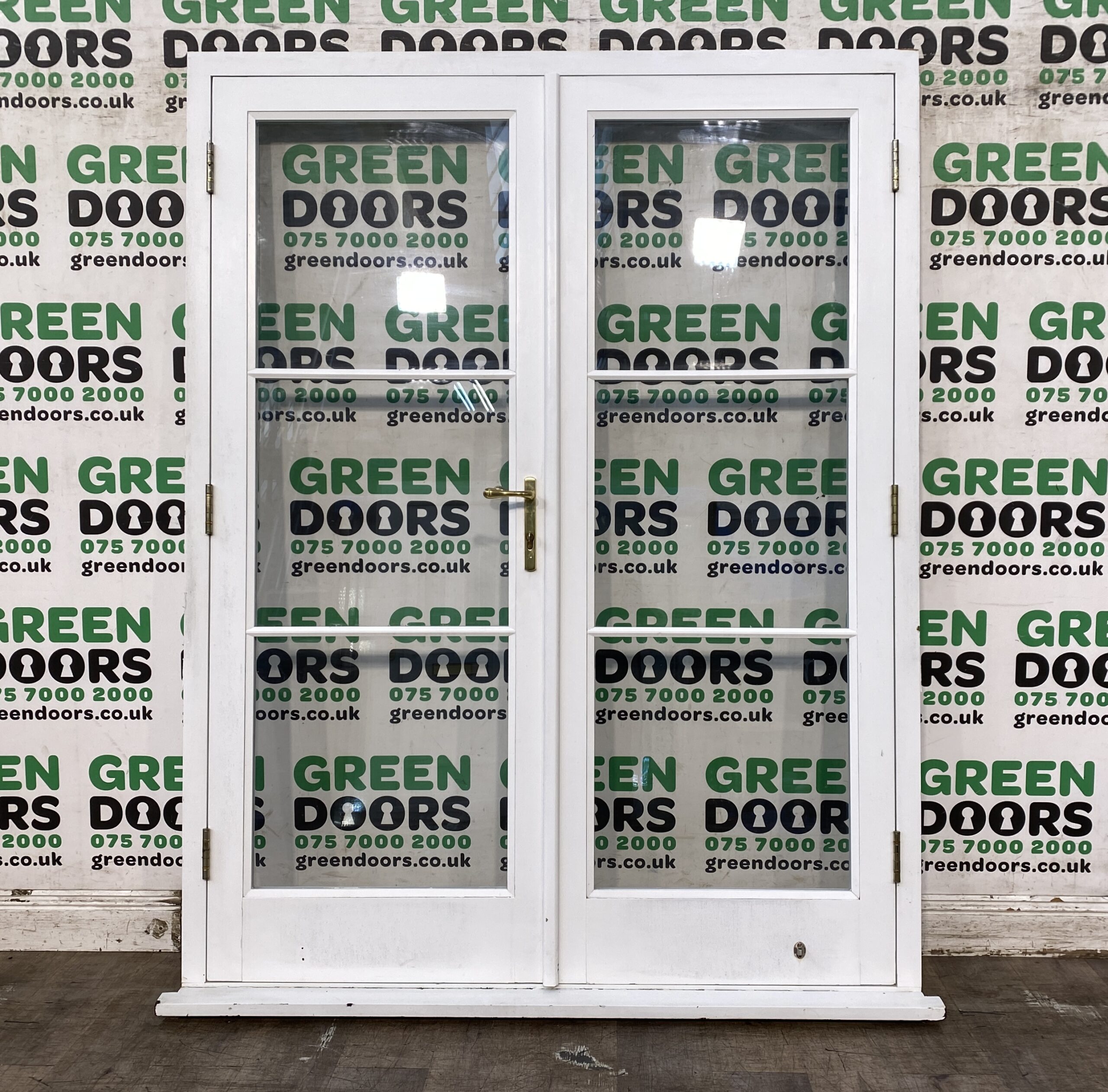 HERITAGE CRITTALL FRENCH DOORS TIMBER WOODEN GEORGIAN BARS PINE IN FRAME USED