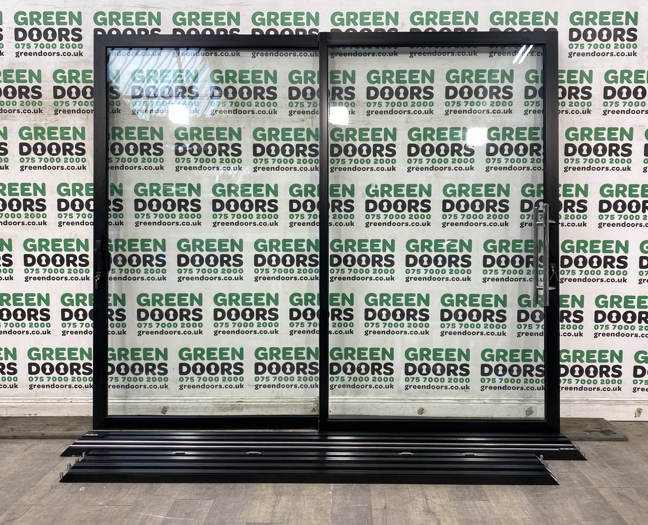 SLIDING ALUMINIUM PATIO DOORS SLIDERS ALI BLACK CORTIZO DOUBLE GLAZED NEW
