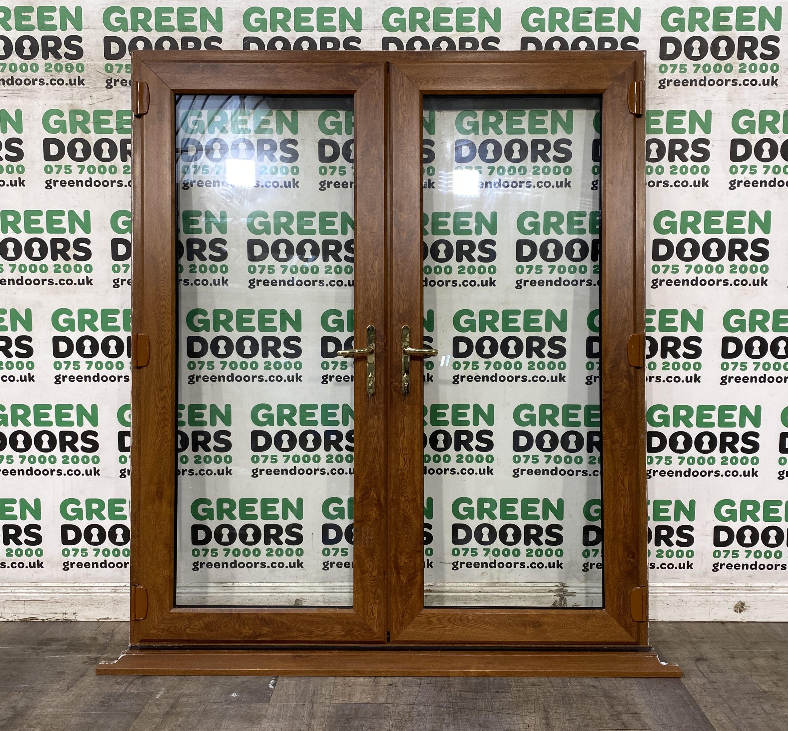 GOLDEN OAK FRENCH DOORS WOODGRAIN BROWN EFFECT EXTERNAL EXTERIOR NEW UPVC PVCU