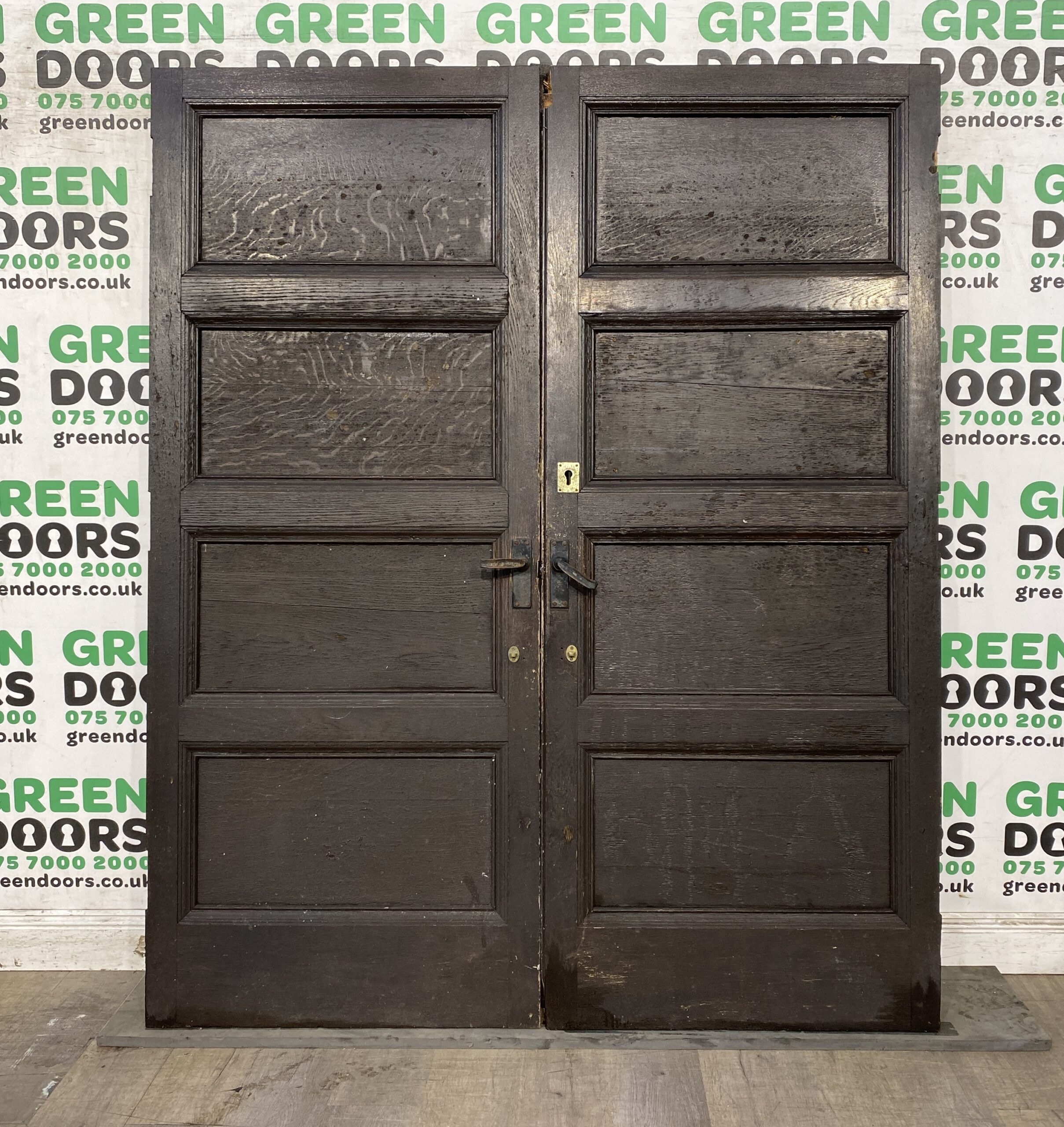 OAK DOUBLE FRENCH DOORS SOLID HARDWOOD WOODEN TIMBER FRONT EXTERNAL 1930S PERIOD