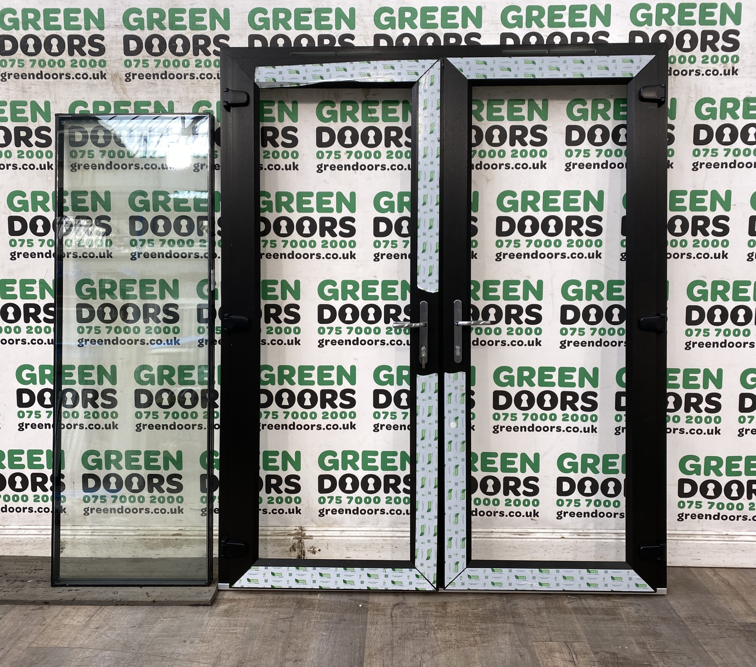 BLACK UPVC FRENCH DOORS EXTERNAL EXTERIOR DOUBLE GLAZED WIDE BRAND NEW PVC