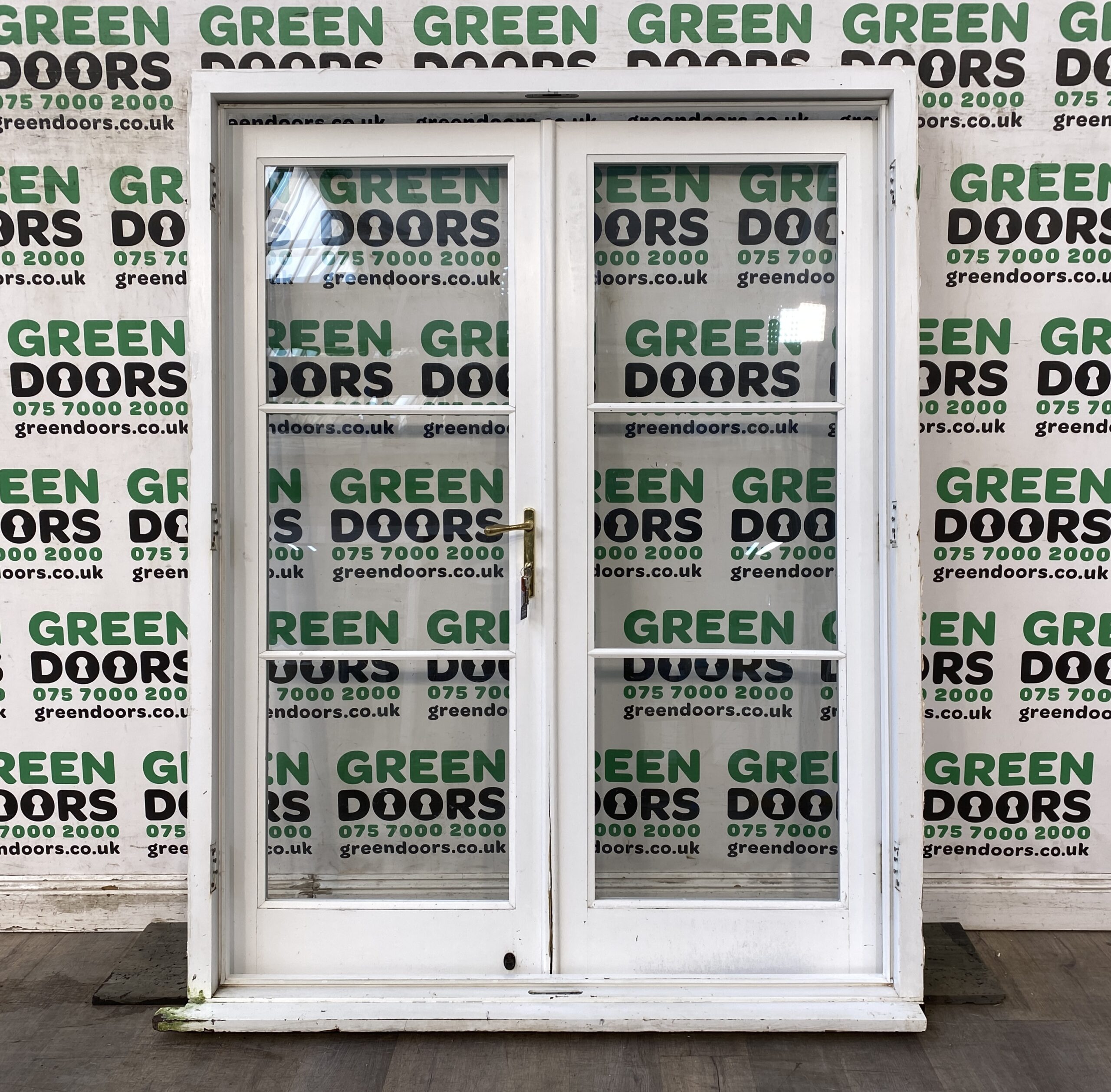 HERITAGE CRITTALL FRENCH DOORS TIMBER WOODEN GEORGIAN BARS PINE IN FRAME USED WH