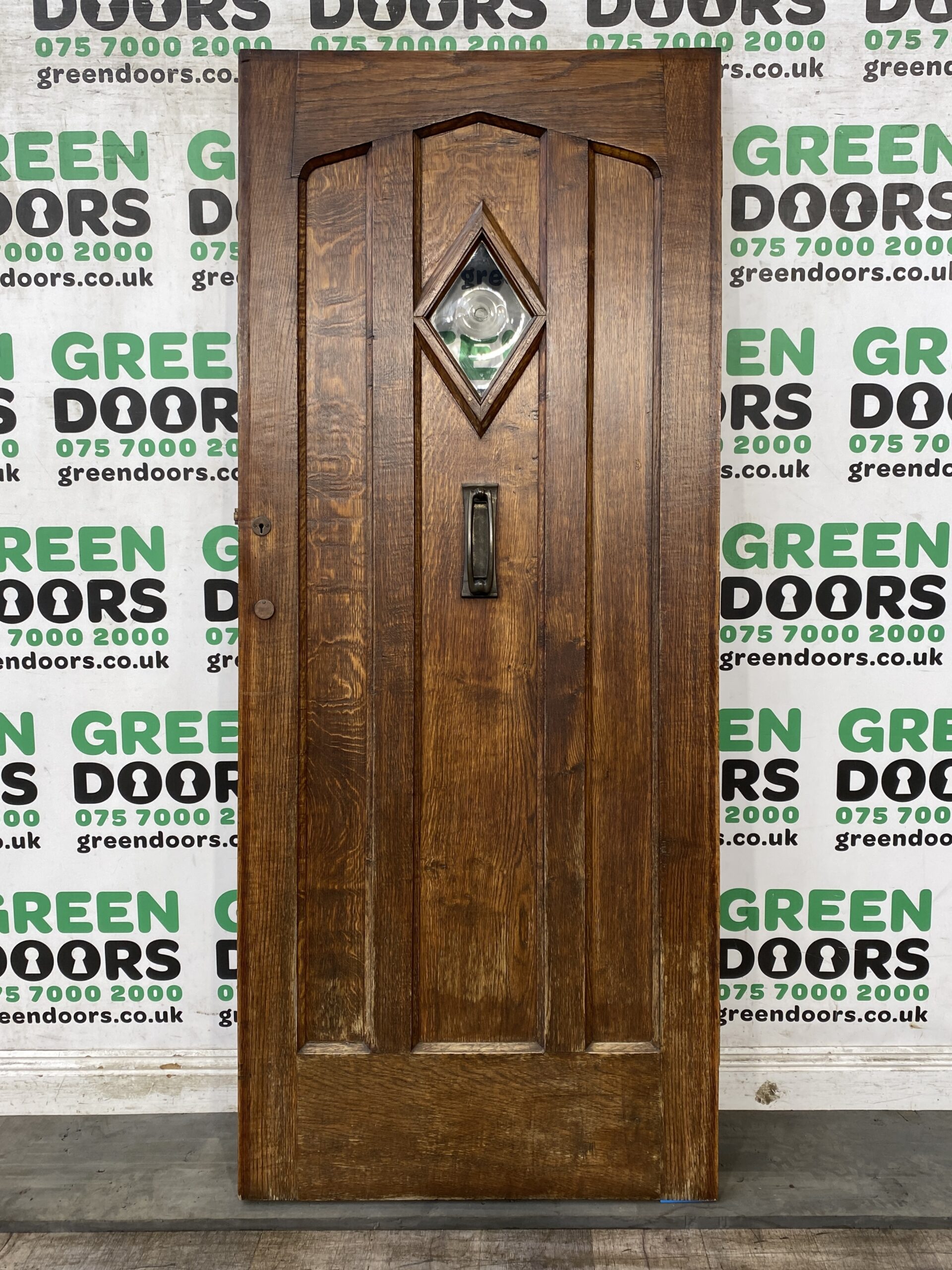 SOLID OAK HARDWOOD DOOR FRONT 1930S PORTHOLE TIMBER WOODEN 1930S ORIGINAL PERIOD