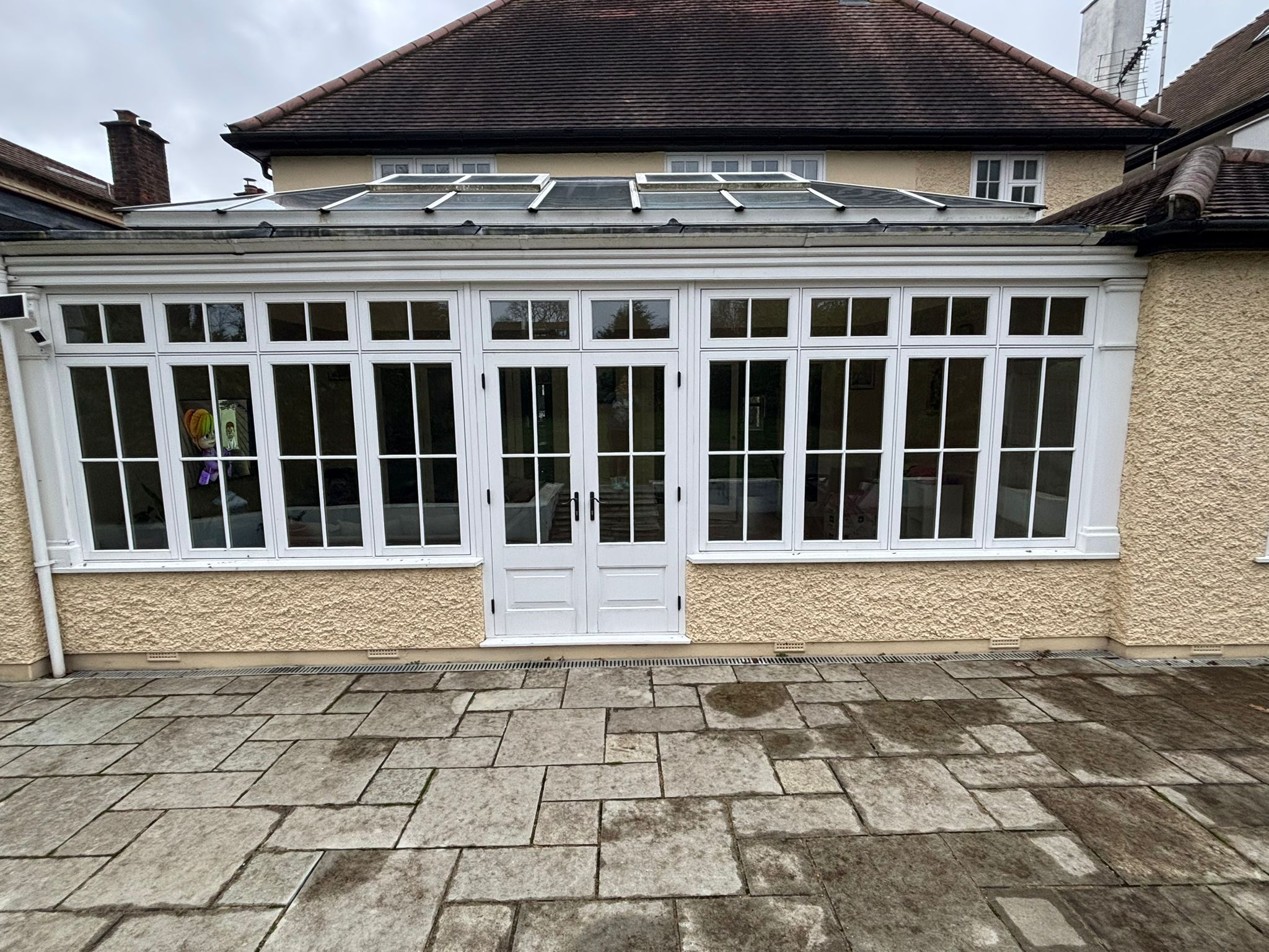 French doors with side windows
