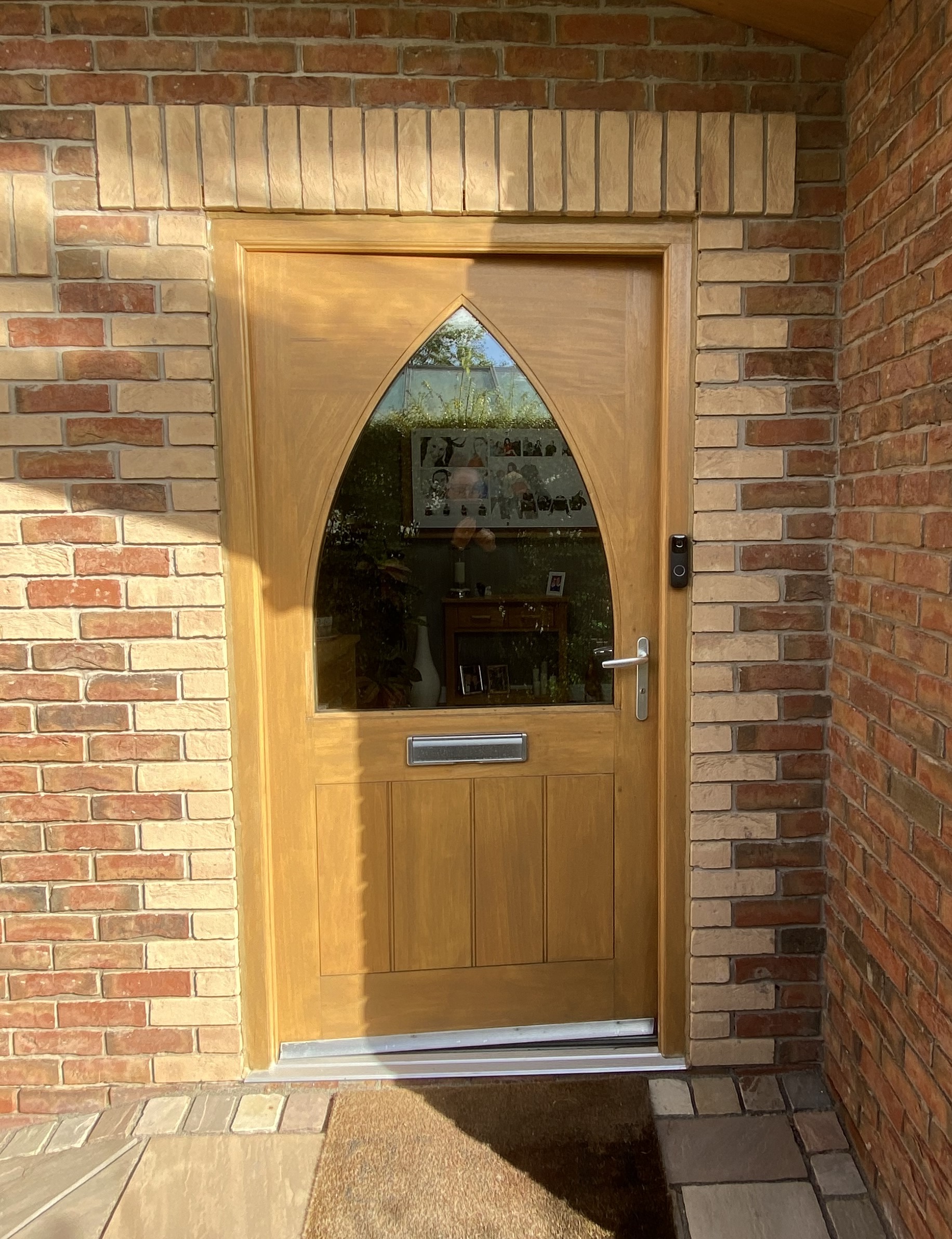 GOTHIC DOOR IN FRAME FRONT CHURCH HARDWOOD TIMBER WOODEN EXTERNAL EXTERIOR USED