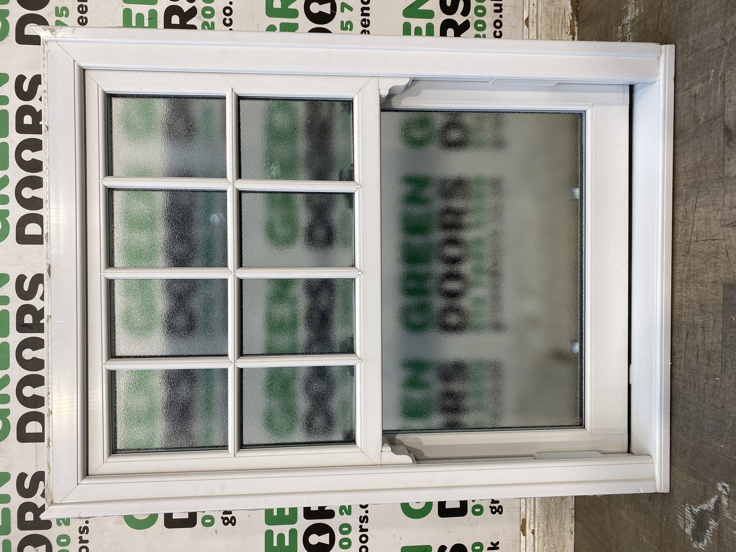 UPVC BOX SASH WINDOW WHITE GEORGIAN BARS FROSTED DOUBLE GLAZED VERTICAL PLASTIC