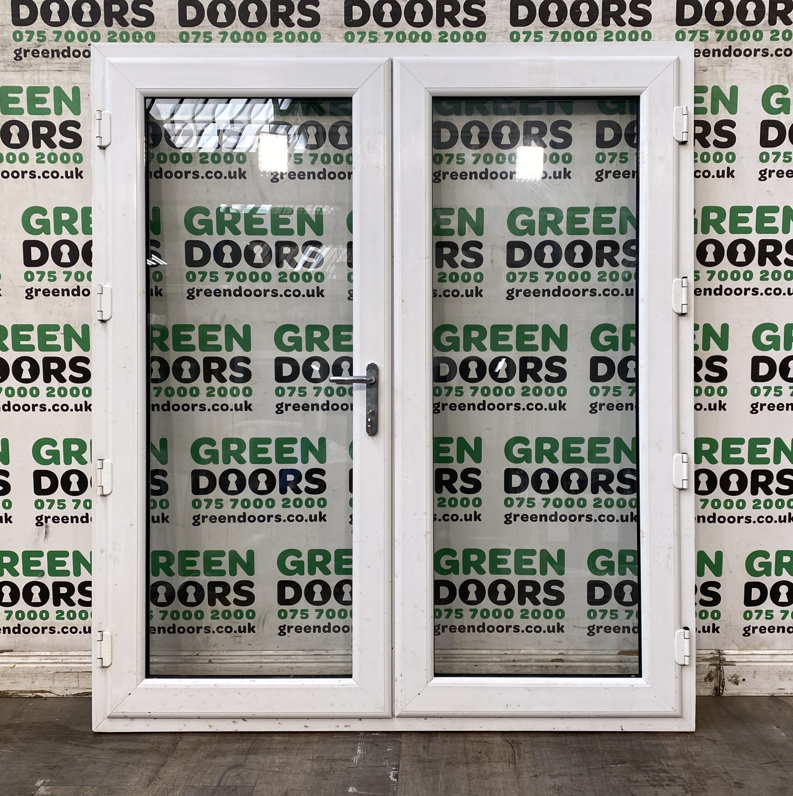 WHITE UPVC FRENCH DOORS DOUBLE GLAZED EXTERNAL USED EXTERIOR PLASTIC WIDE DOOR