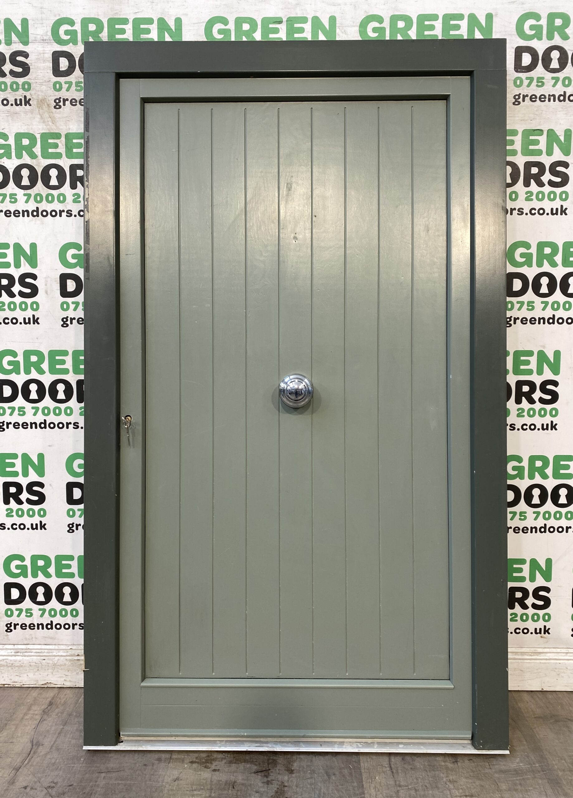 TIMBER COTTAGE FRONT DOOR WIDE WOODEN EXTERNAL EXTERIOR NO GLASS ENTRANCE GREY