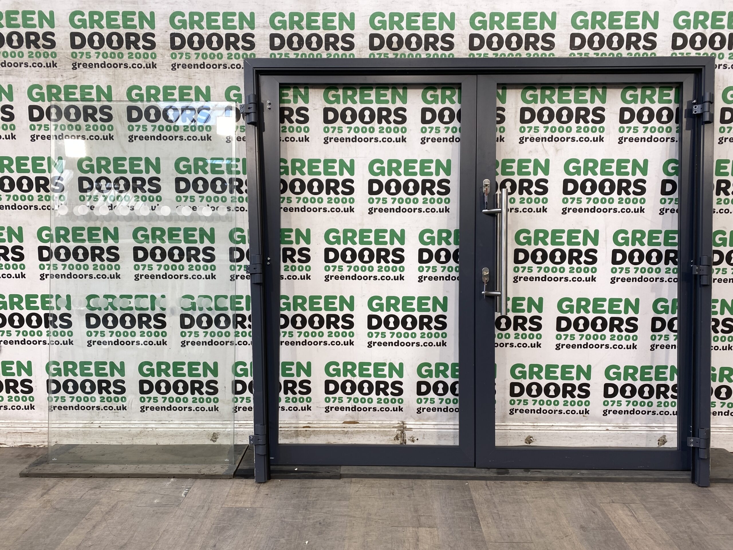 INTERNAL COMMERCIAL FRENCH DOORS DOUBLE GREY OFFICES ALUMINIUM EXTERNAL EXTERIOR