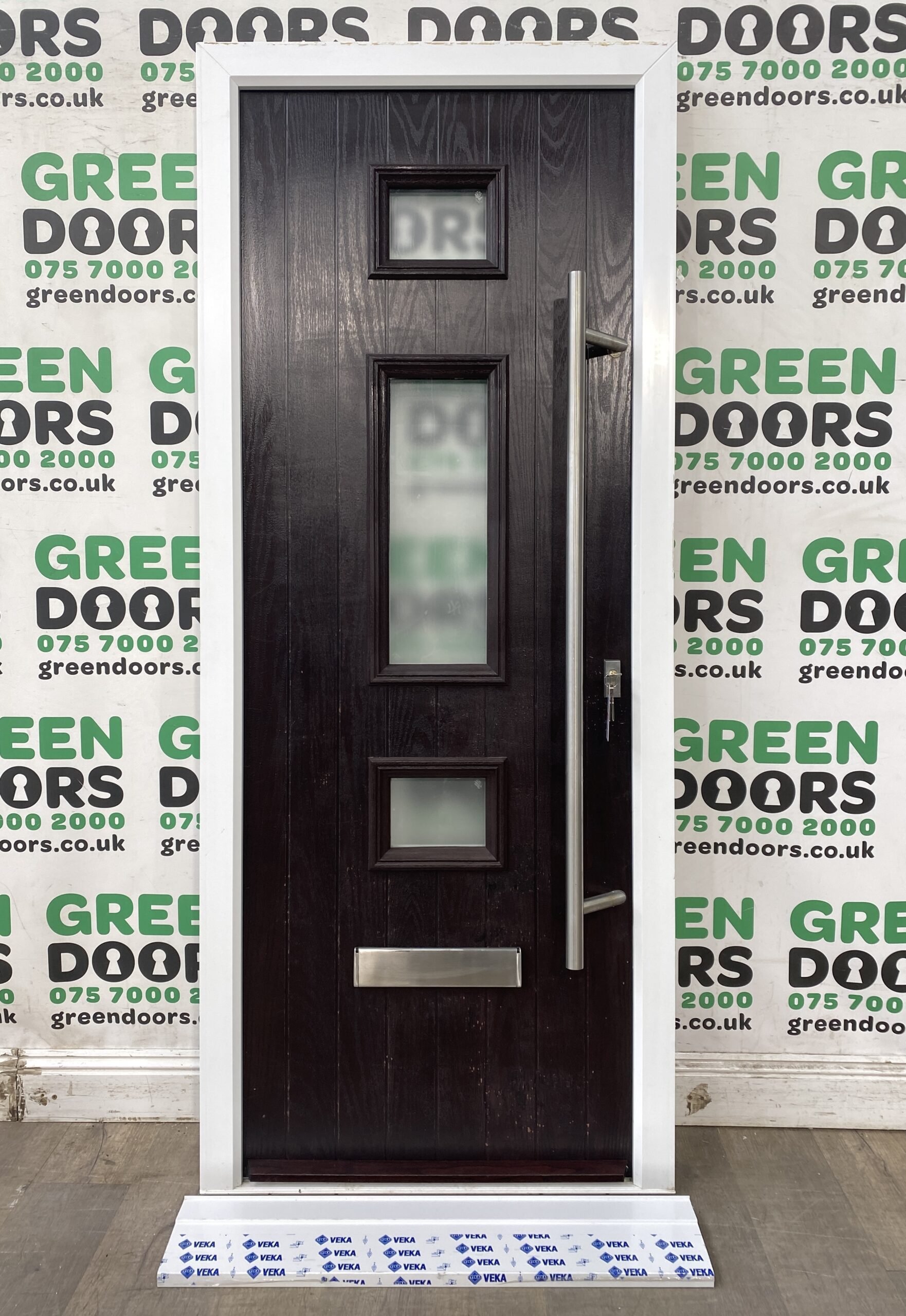 THIN NARROW FRONT DOOR COMPOSITE GRP BROWN EXTERNAL EXTERIOR WOODGRAIN ROSEWOOD