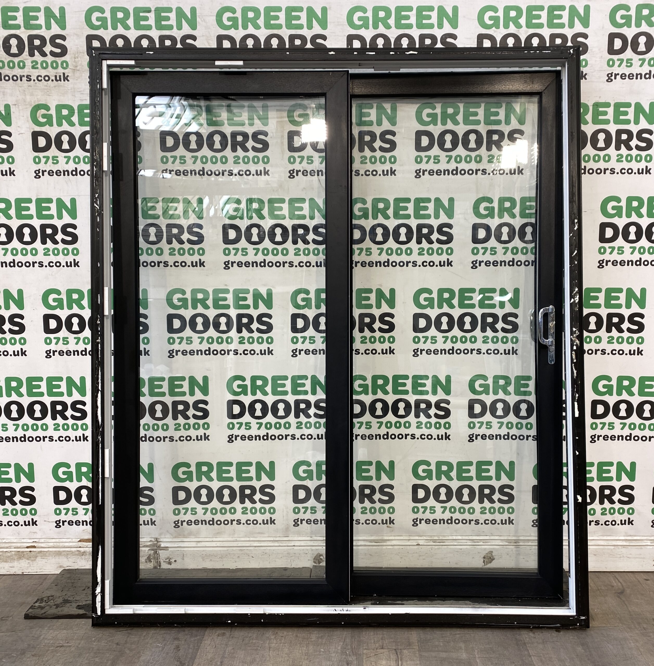BLACK SLIDING PATIO DOORS EXTERNAL EXTERIOR DOUBLE GLAZED PVC PLASTIC GLAZED
