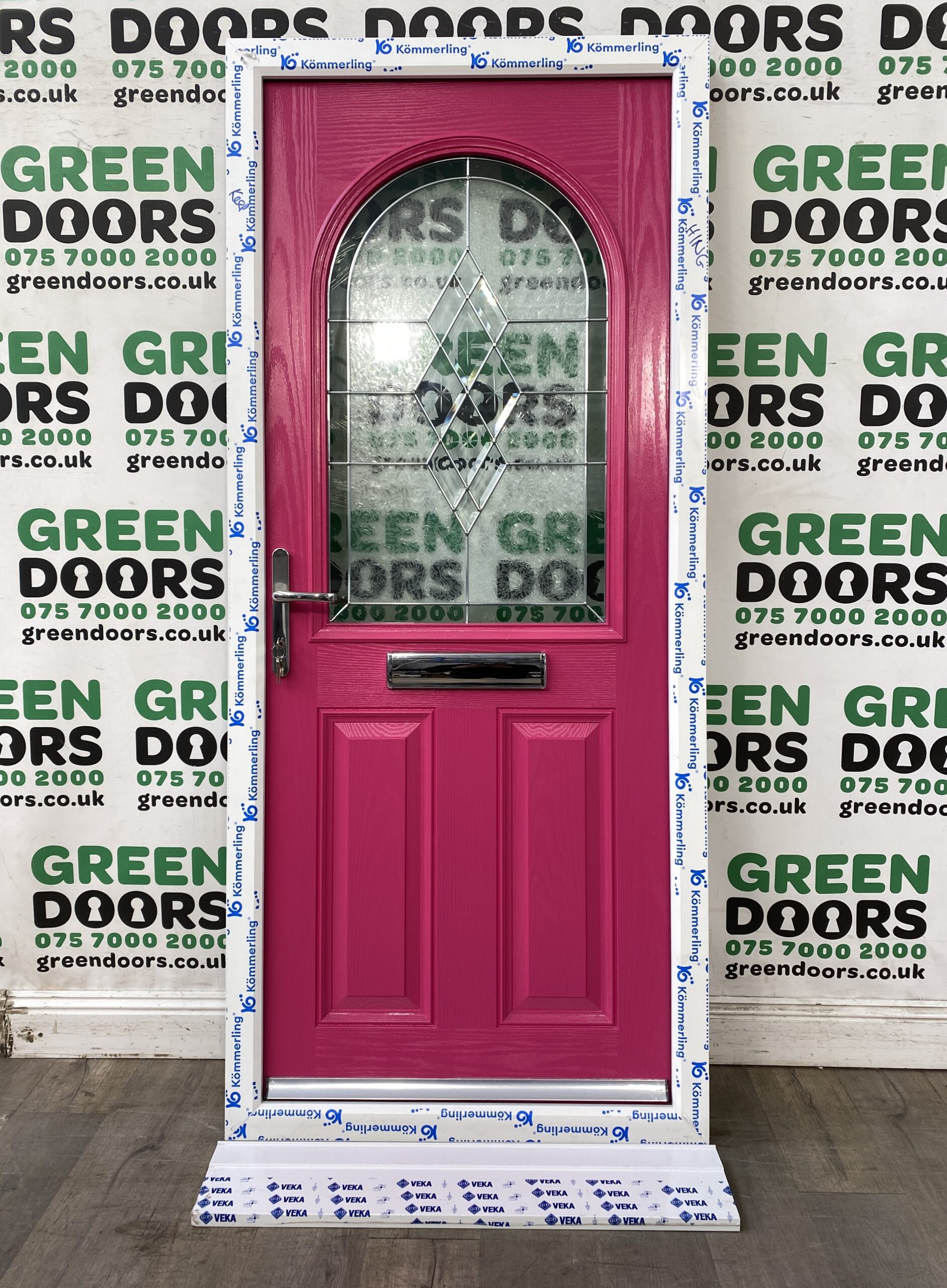 PINK COMPOSITE FRONT DOOR GRP DECORATIVE GLASS ENTRANCE SINGLE TRIPLE GLAZED NEW