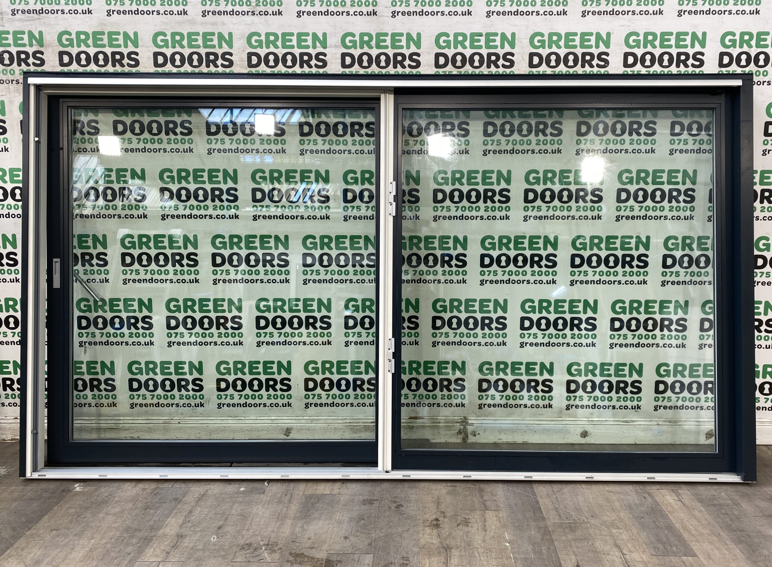 ALUMINIUM WOODEN SLIDING DOORS GREY DOUBLE GLAZED LAMINATED EXTERNAL VELFA