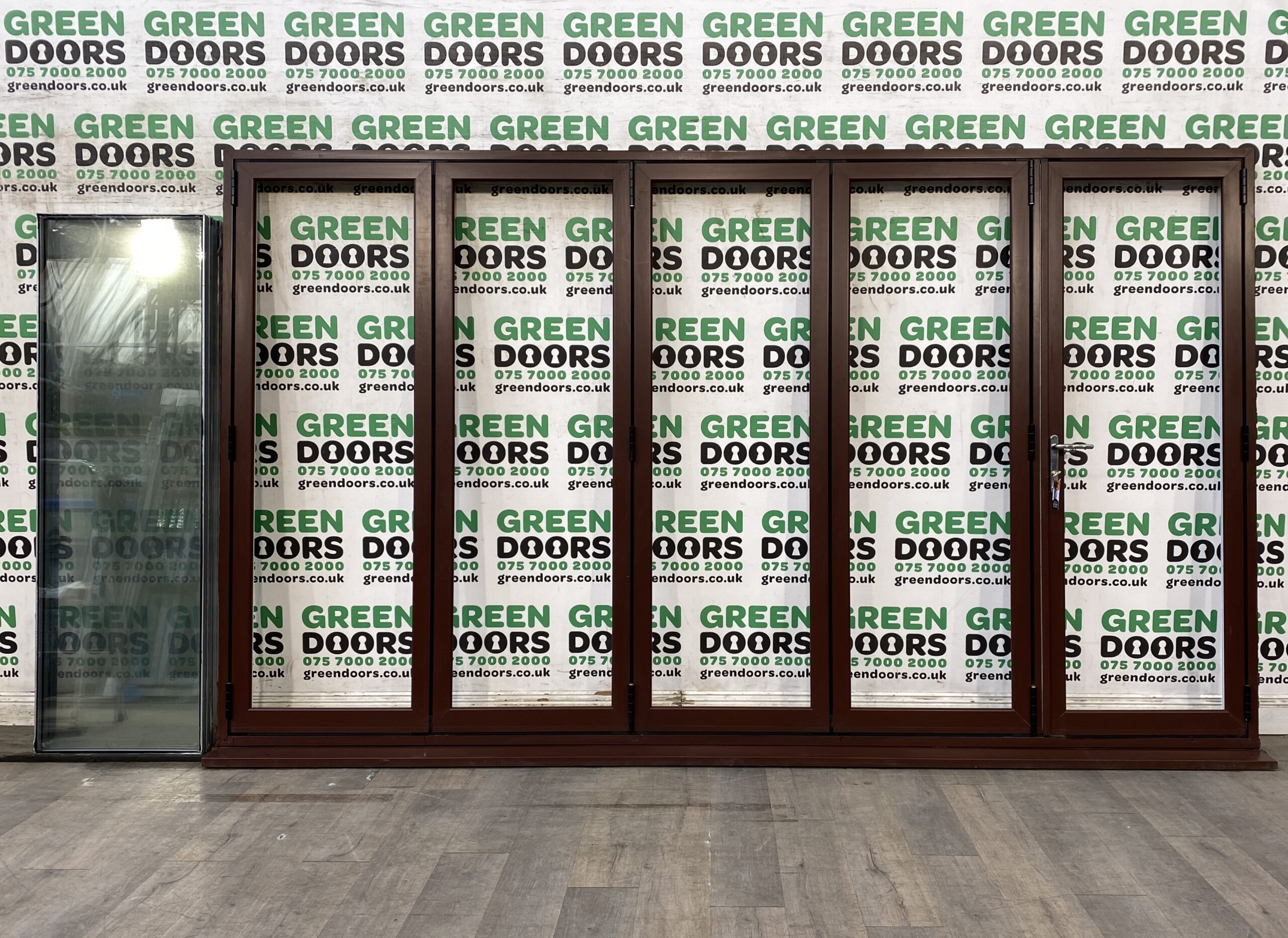 OUTWARDS OPENING BI-FOLDING DOORS BIFOLDS EXTERNAL EXTERIOR DOUBLE GLAZED BROWN