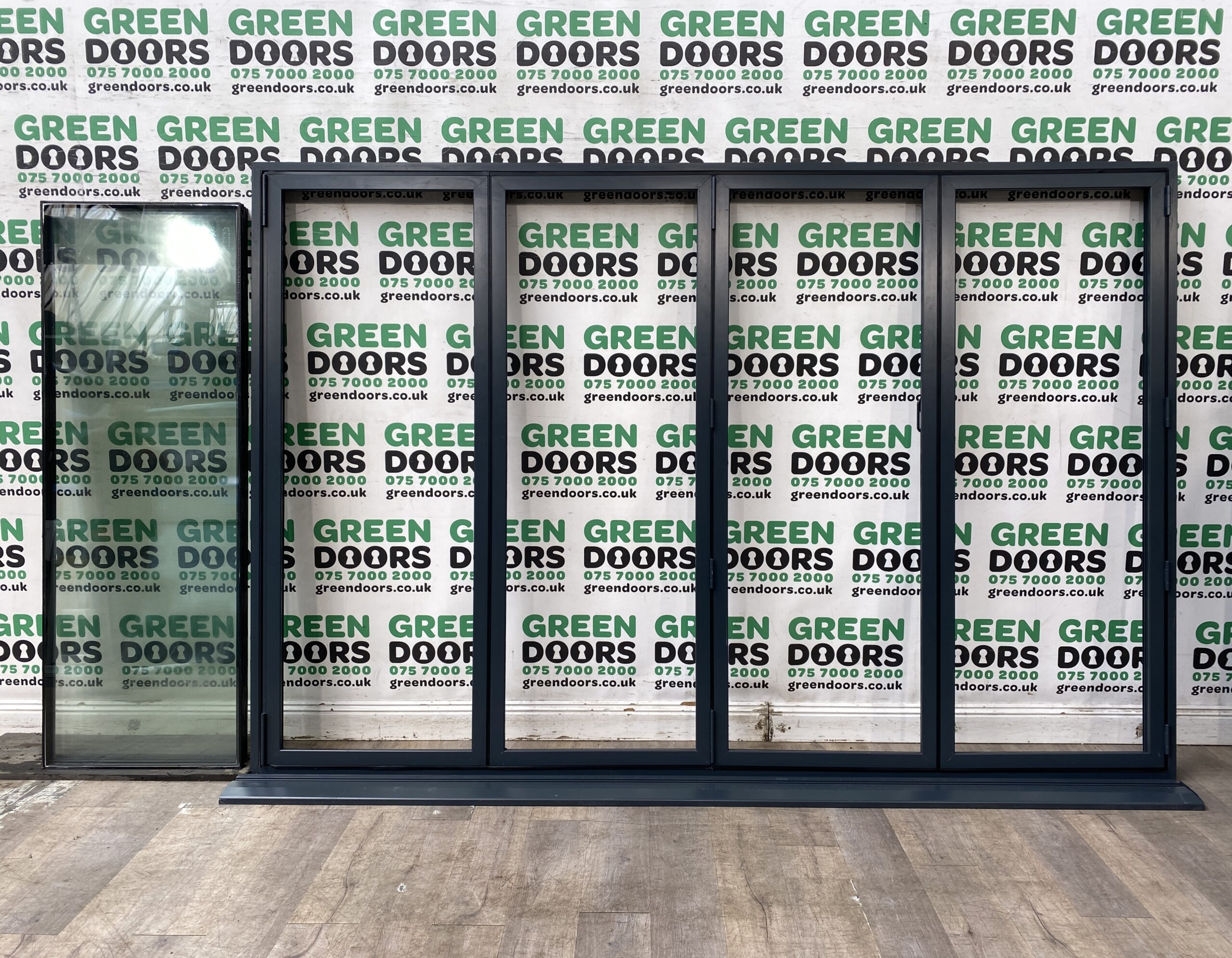 ANTHRACITE GREY BI-FOLDING DOORS RAL 7016 WIDE ALUMINIUM ALI SLIDERS PATIO DOUBL
