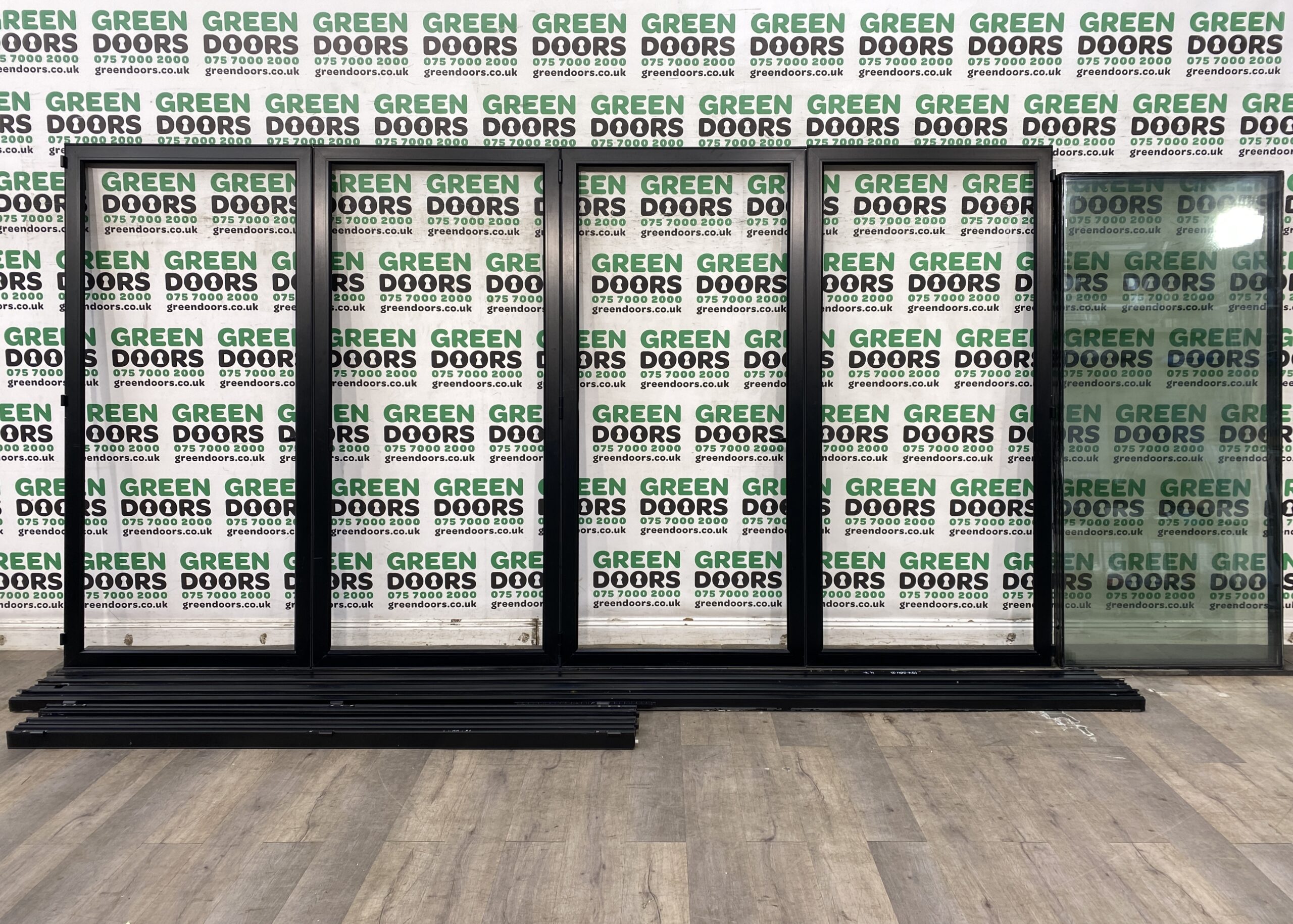 BLACK BI-FOLDING SLIDING DOORS BIFOLDS EXTERNAL ORIGIN ALI PATIO DOUBLE GLAZED