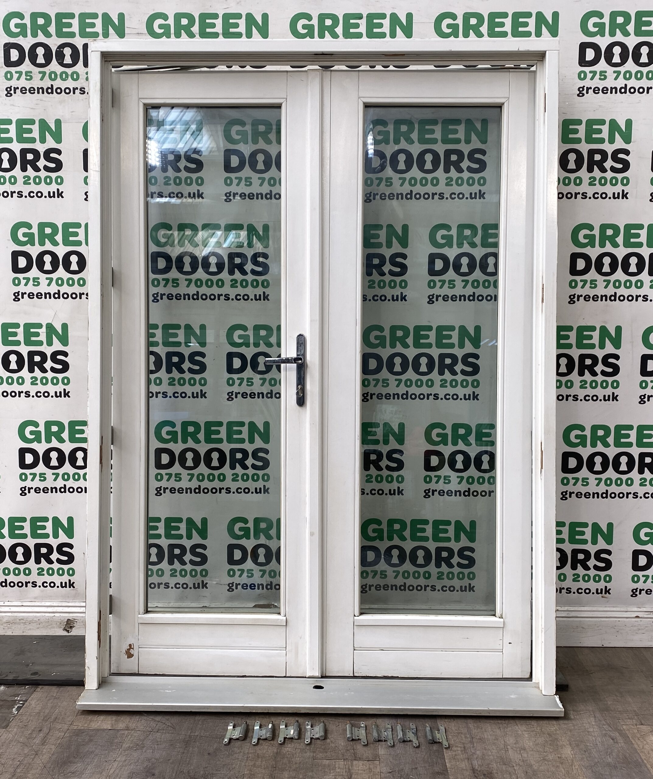 TRIPLE GLAZED FRENCH DOORS WOODEN TIMBER EXTERNAL EXTERIOR USED WHITE WOOD