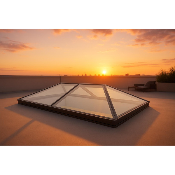 ALUMINIUM ROOF LIGHT LANTERN SKYLIGHT EXTERNAL DOUBLE GLAZED BLACK ALI EXTERNAL