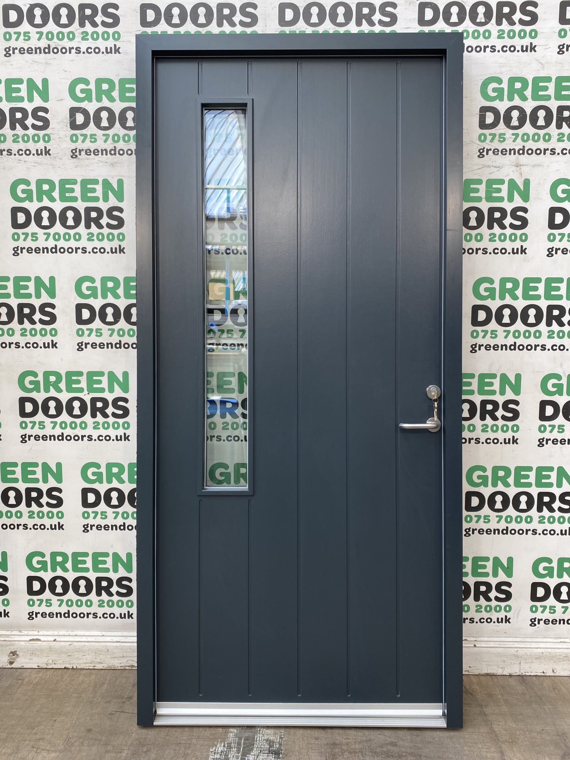ALUMINIUM WOODEN FRONT DOOR VELFAC BRAND NEW GREY EXTERNAL EXTERIOR ENTRANCE